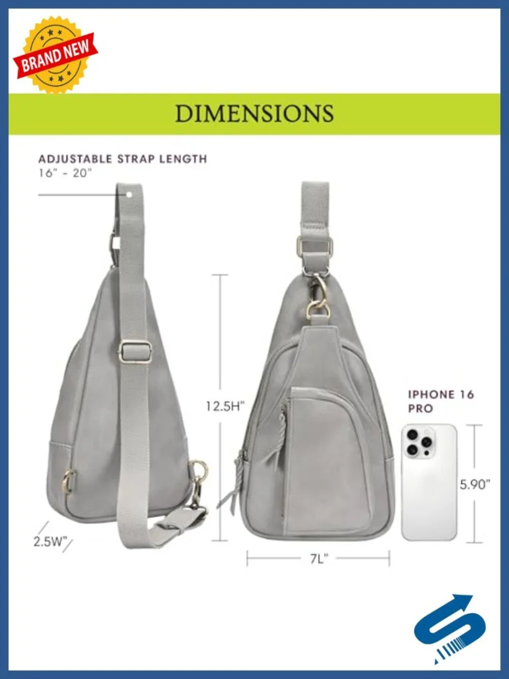 Vegan Leather Crossbody Sling Bag with Adjustable Strap for Women